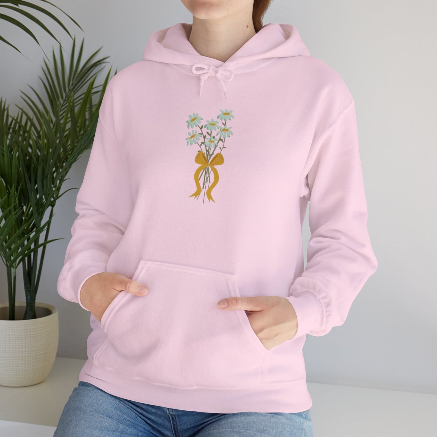 Floral Embrace Hoodie, Sweatshirt with Daisy Print