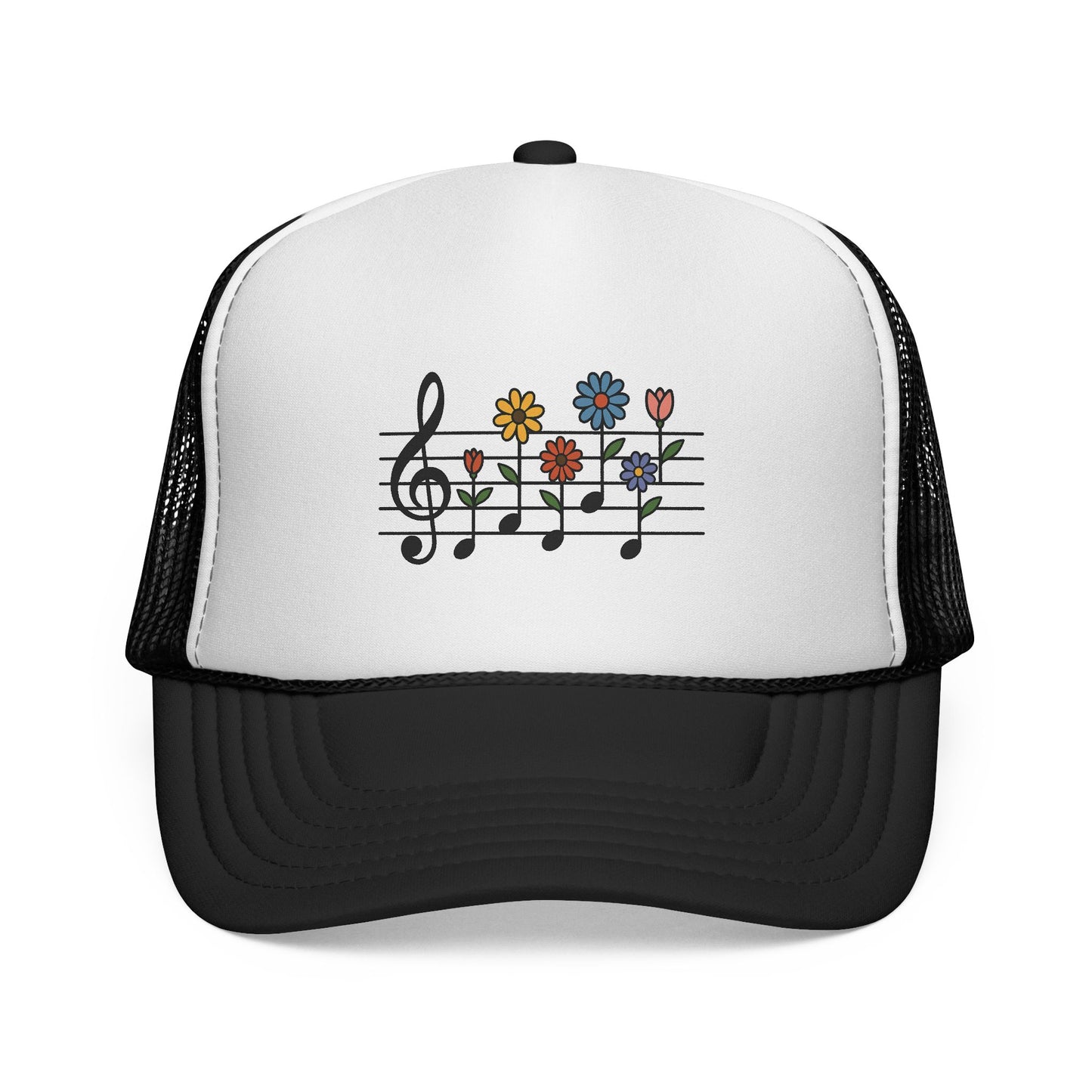 Colorful Floral Music Trucker Cap