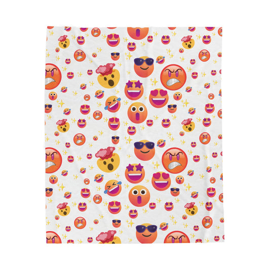 Emoji Print Velveteen Plush Blanket