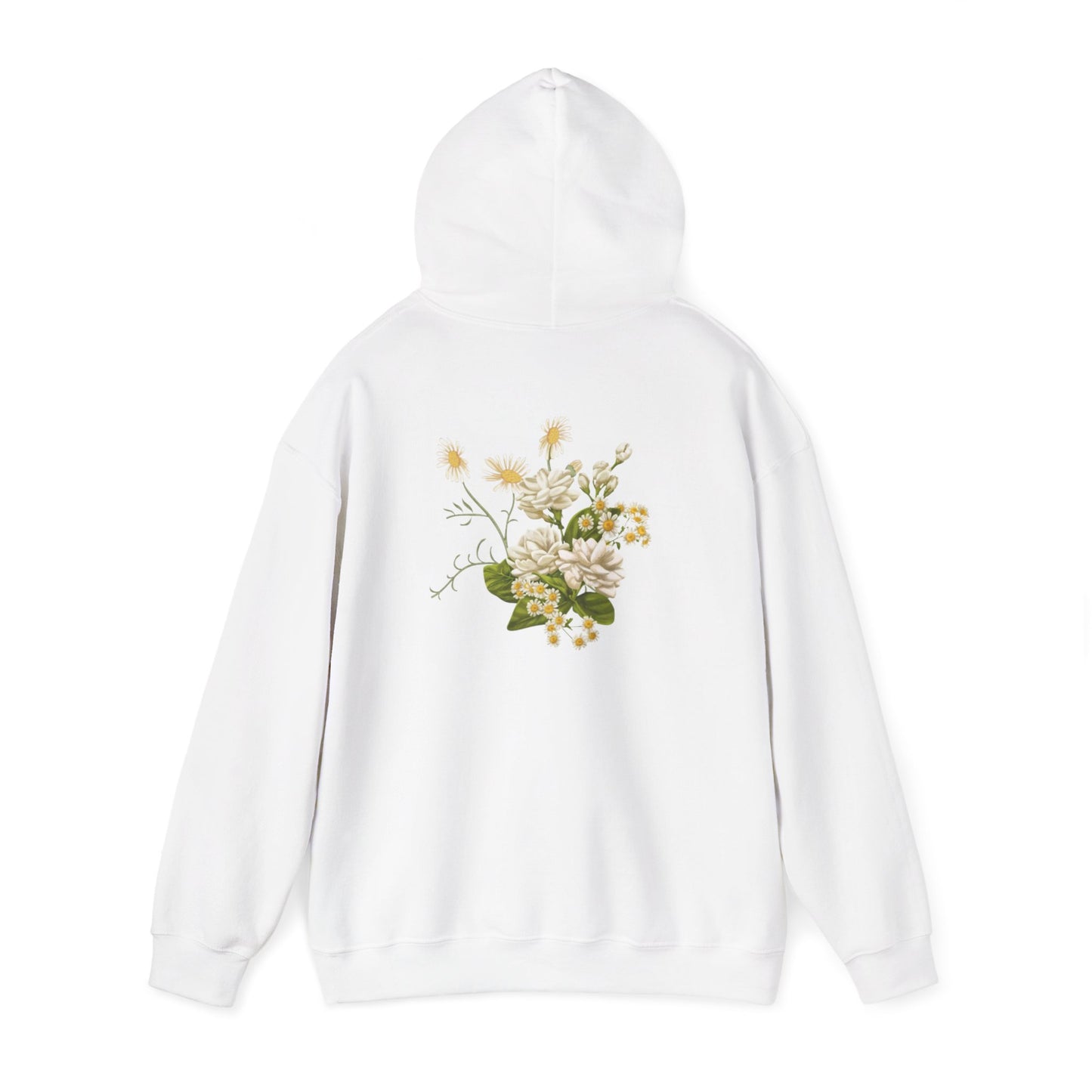Floral Embrace Hoodie, Sweatshirt with Daisy Print