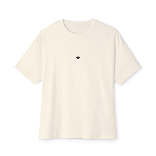 Soft Pink Heart Unisex Oversized Boxy Tee, Comfortable Casual Wear, Everyday Fashion, Gift for Her, Trendy Lounge Top