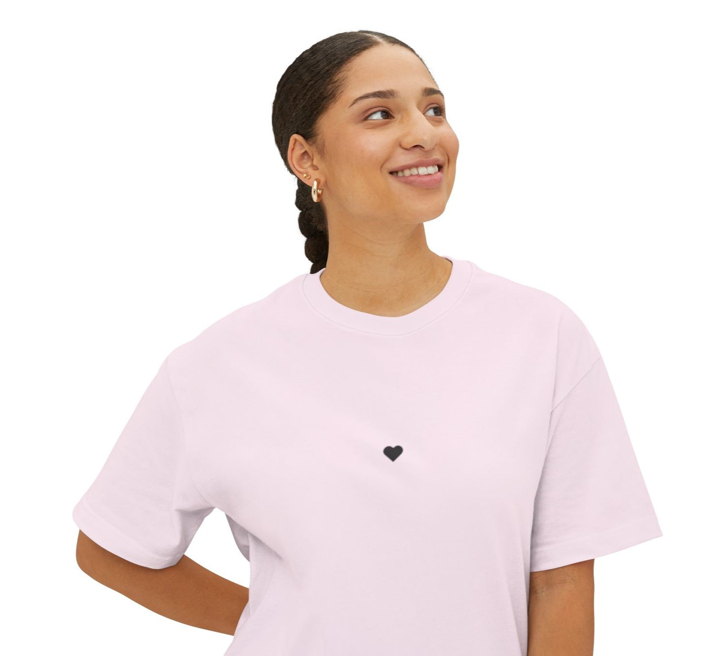 Soft Pink Heart Unisex Oversized Boxy Tee, Comfortable Casual Wear, Everyday Fashion, Gift for Her, Trendy Lounge Top