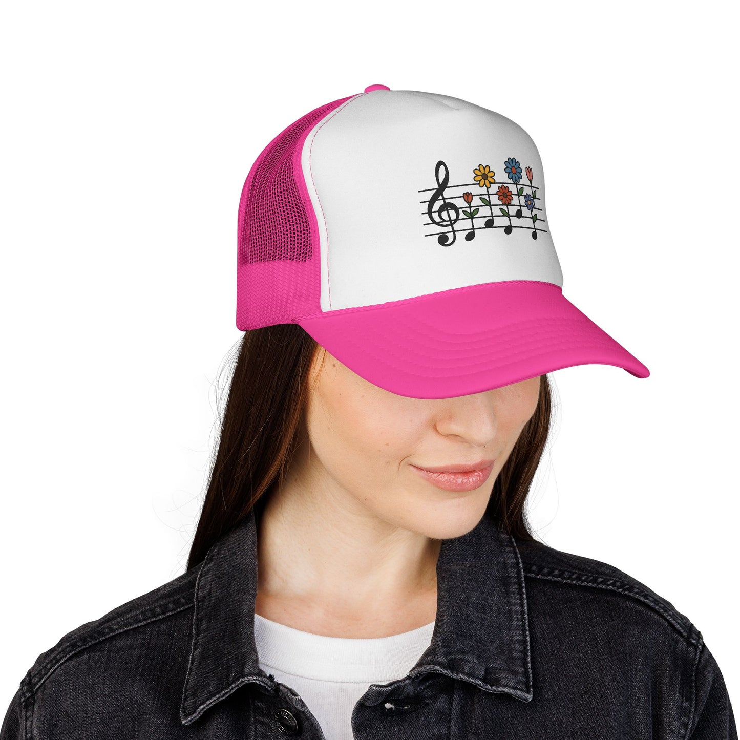 Colorful Floral Music Trucker Cap