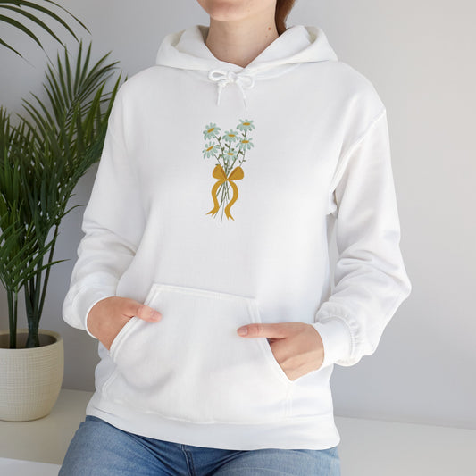 Floral Embrace Hoodie, Sweatshirt with Daisy Print