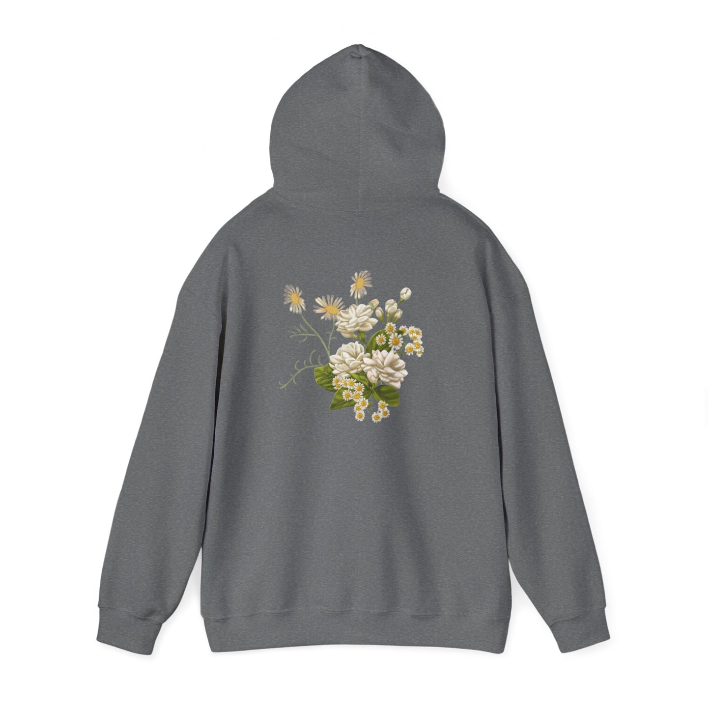 Floral Embrace Hoodie, Sweatshirt with Daisy Print